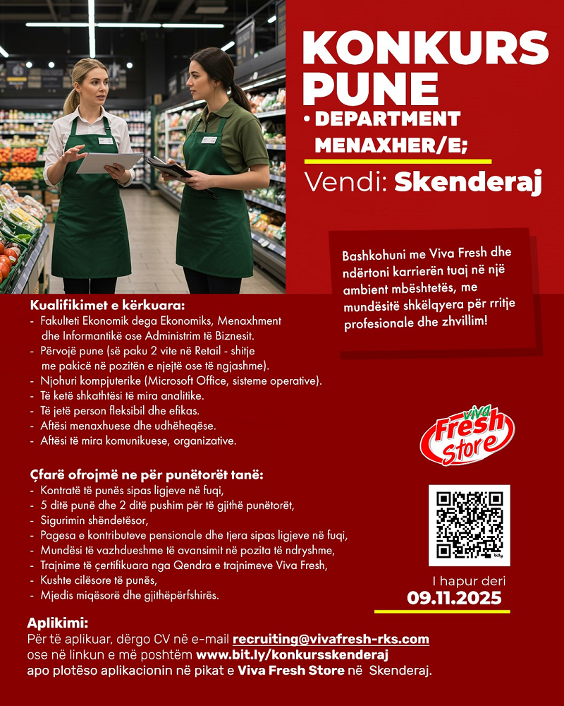 Department Menaxher/e - Skenderaj
